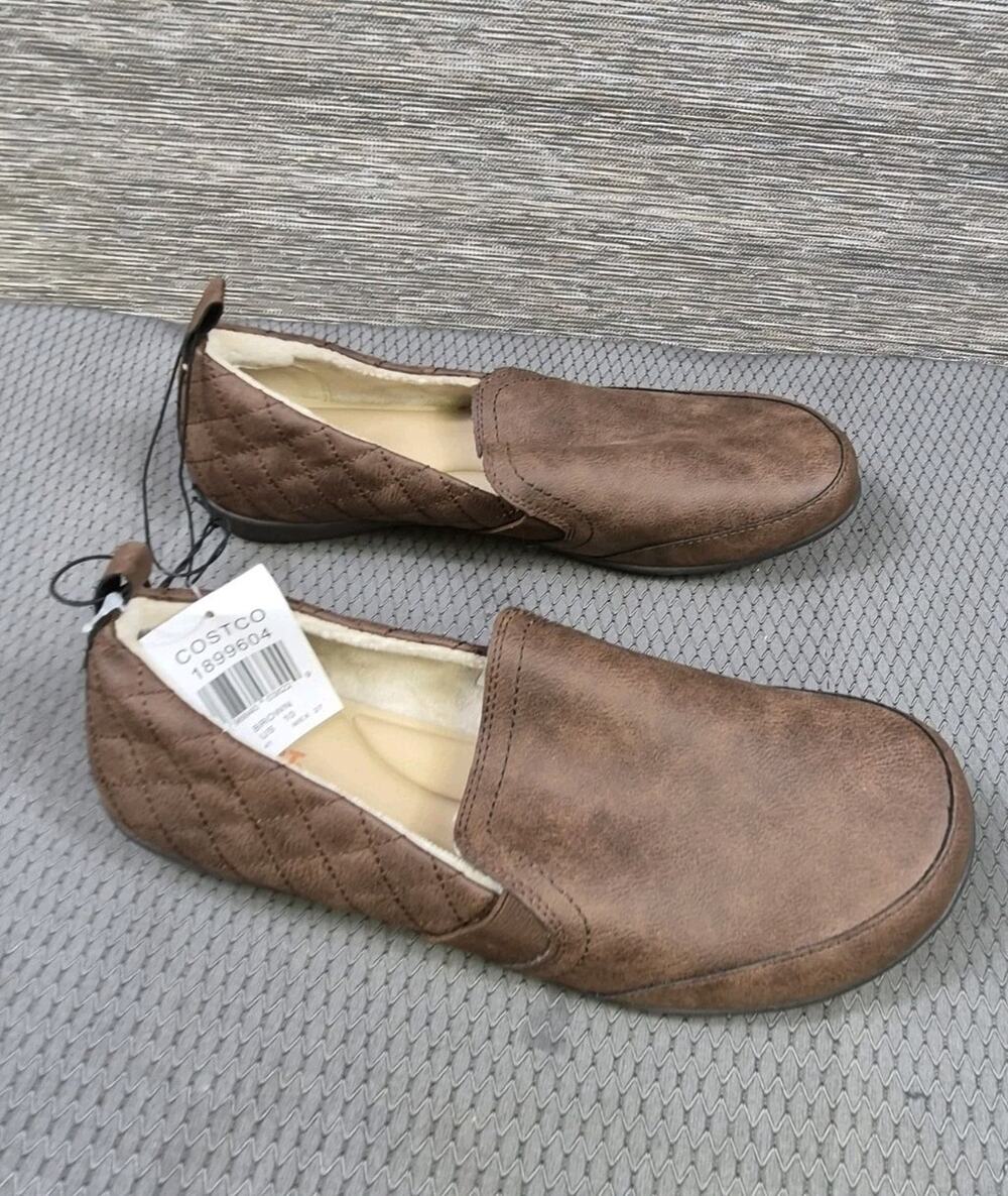 J Sport Lisa Casual Slip On Memory Foam Shoes Womens 10M Brown Faux Fur Lining